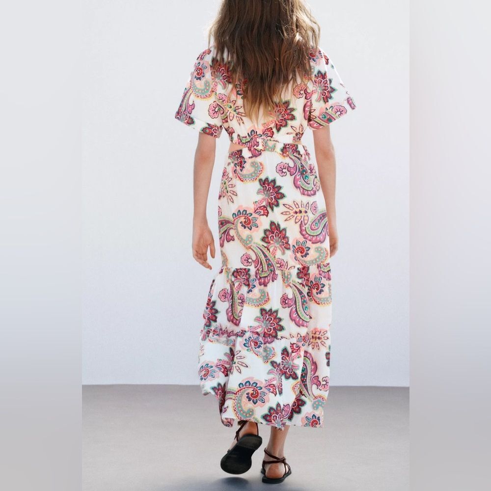 ZARA CUT OUT PRINTED POPLIN DRESS - Picture 8 of 12